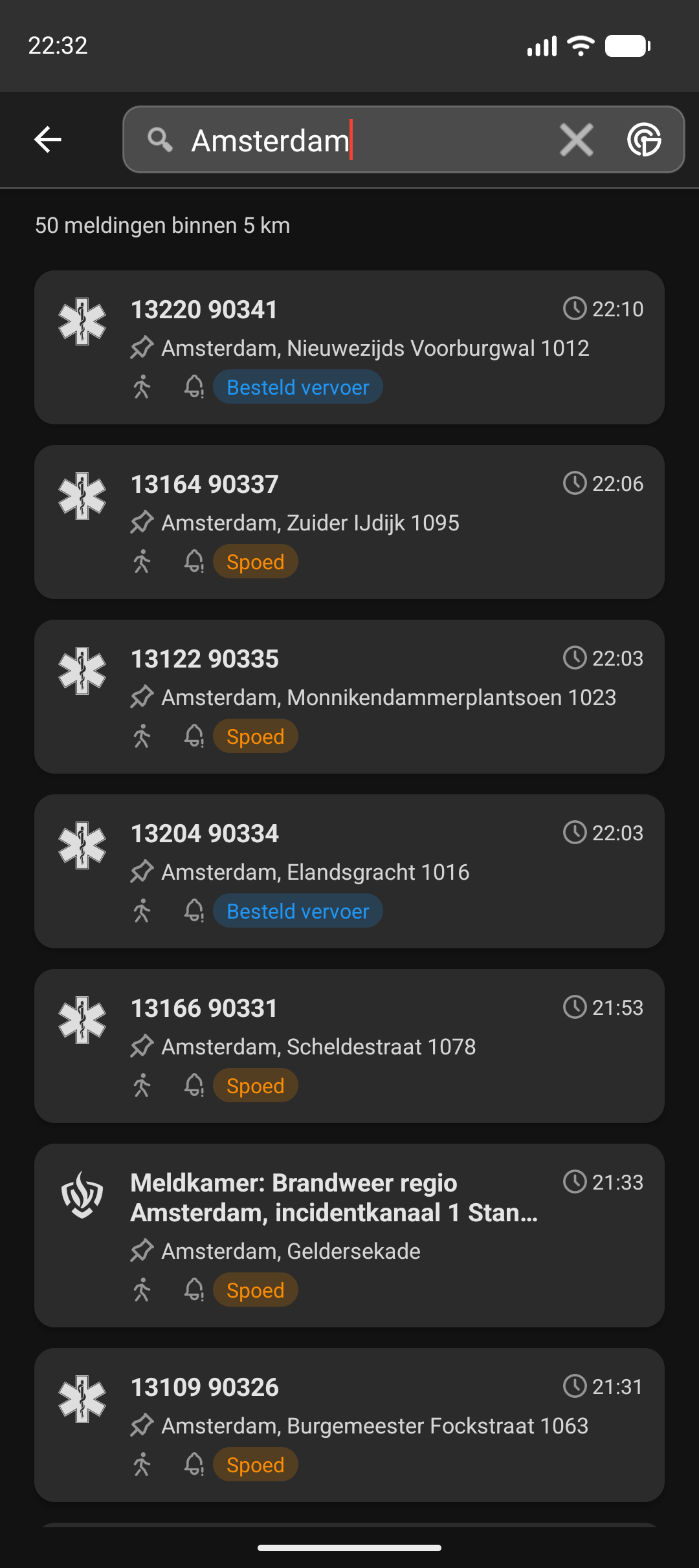 Zoekscherm met resultaten voor een ingetypte zoekterm